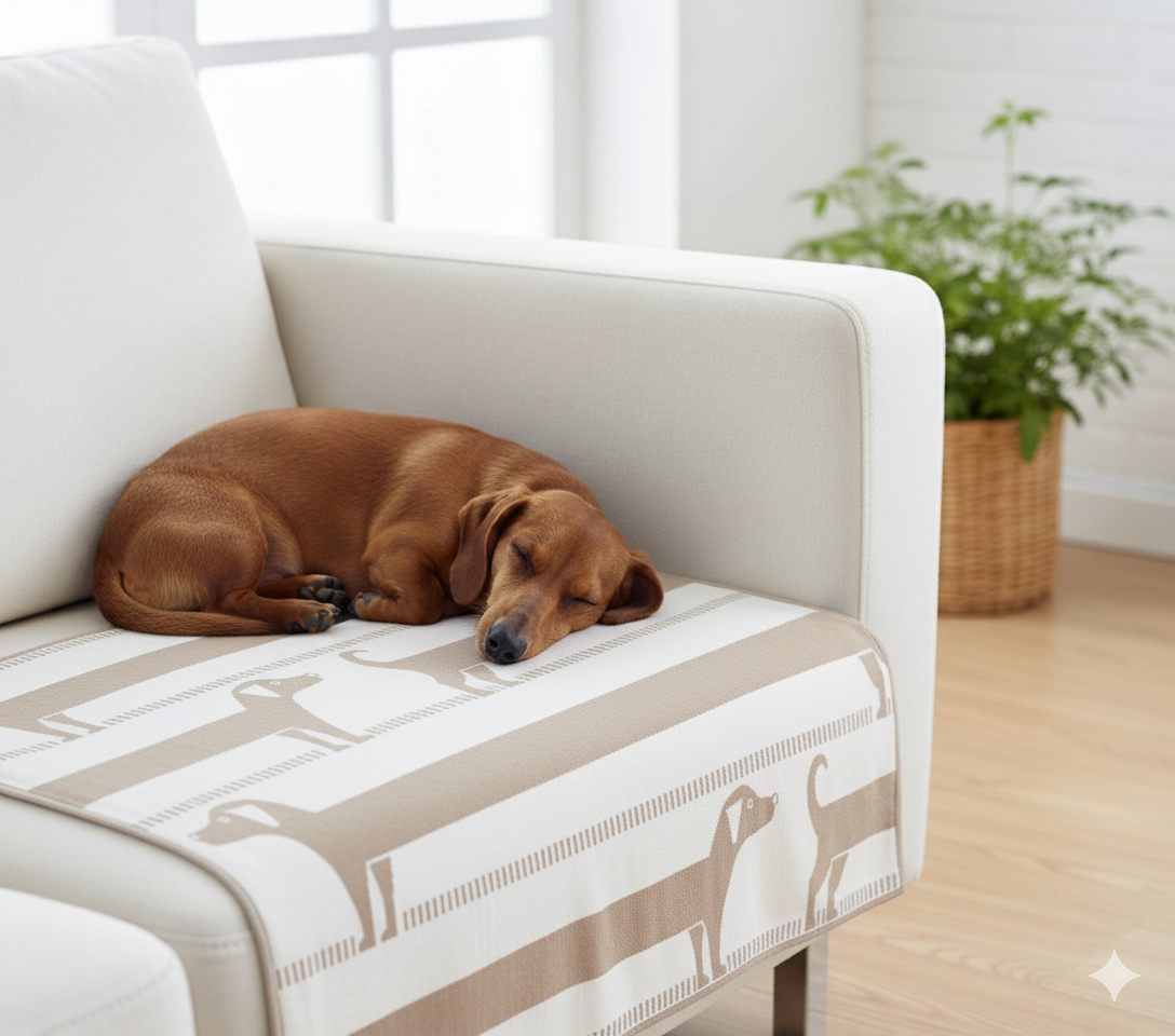 Gosig hundfilt i beige